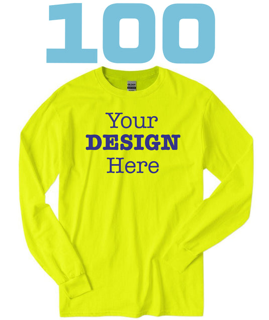100 Gildan Long Sleeve Cotton Unisex Tees