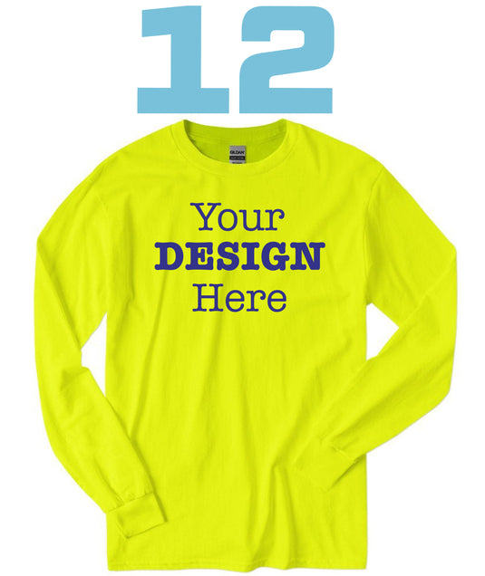 12 Gildan Long Sleeve Cotton Unisex Tees