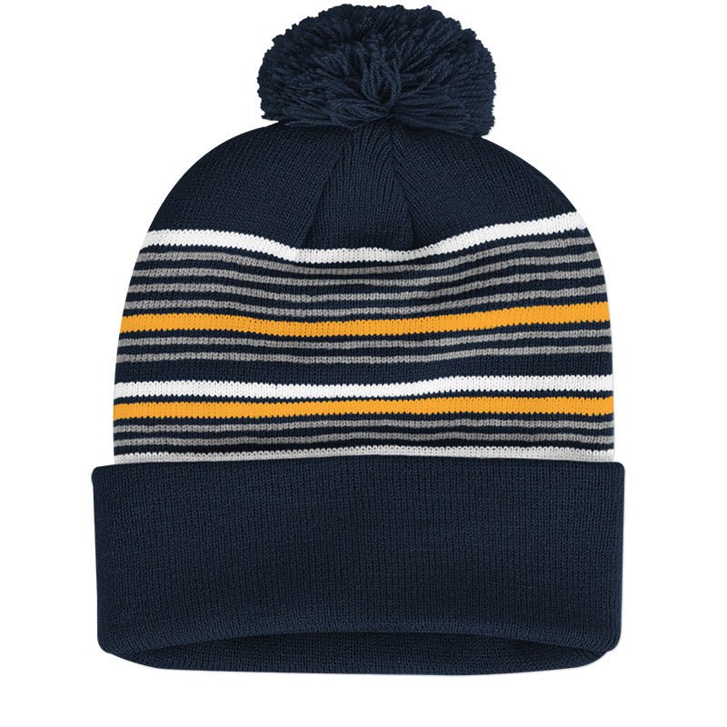 Load image into Gallery viewer, Striped Pom-Pom Knit Cap - Twisted Swag, Inc.SPORTSMAN